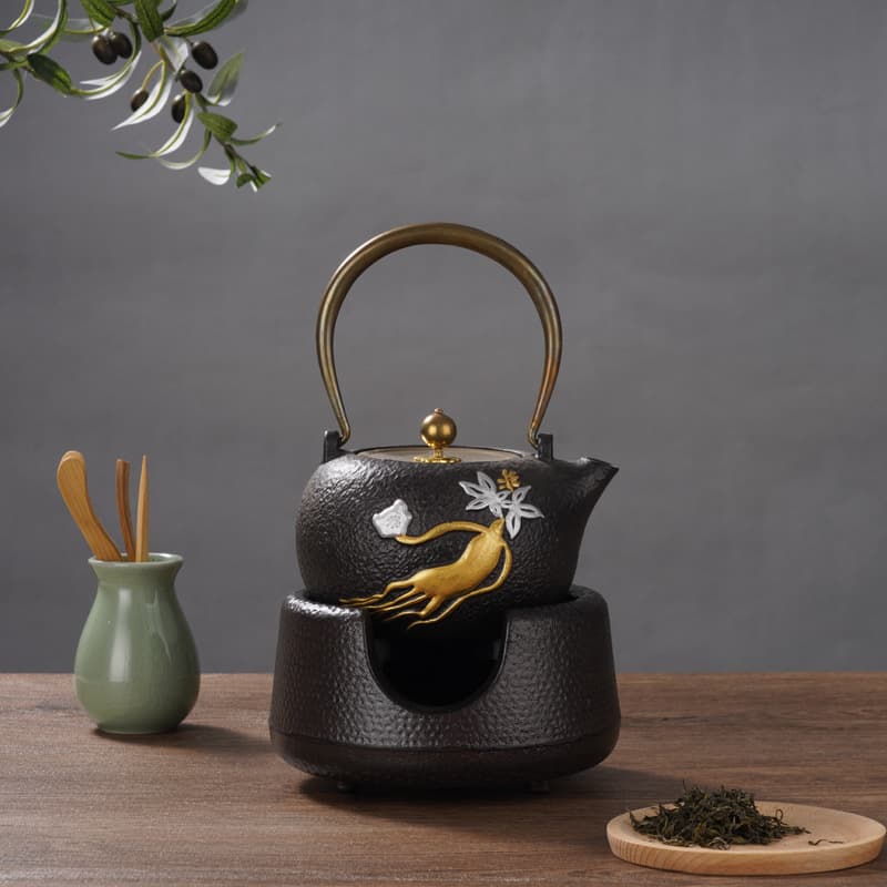 Cast iron kettle Ruyi life iron kettle boiling water teapot double copper old iron kettle household teapot