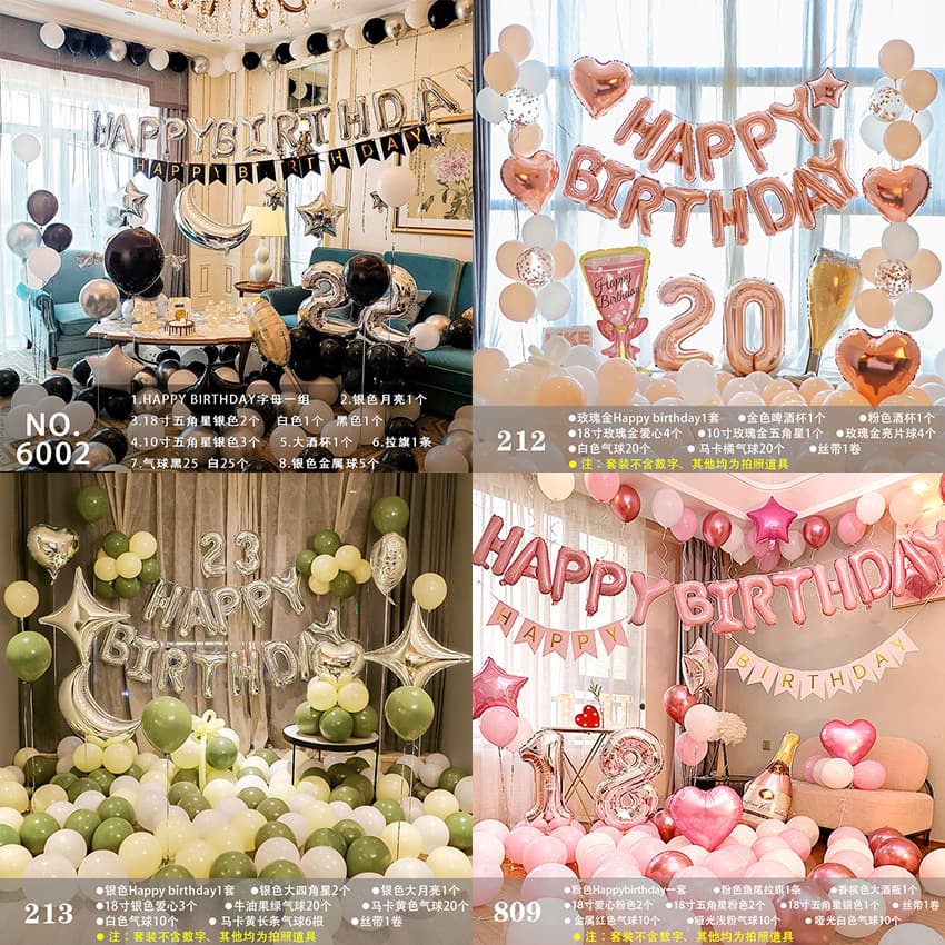 Birthday Atmosphere Decoration Kit with Happy Birthday Balloons and Background Wall, Premium Set for Children's Day