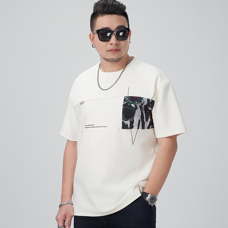 230g Heavyweight Short-Sleeved Plus Size Men's T-Shirt Cross-Border Wholesale Fashion Trendy Personalized Printed Loose Fit for Big Men