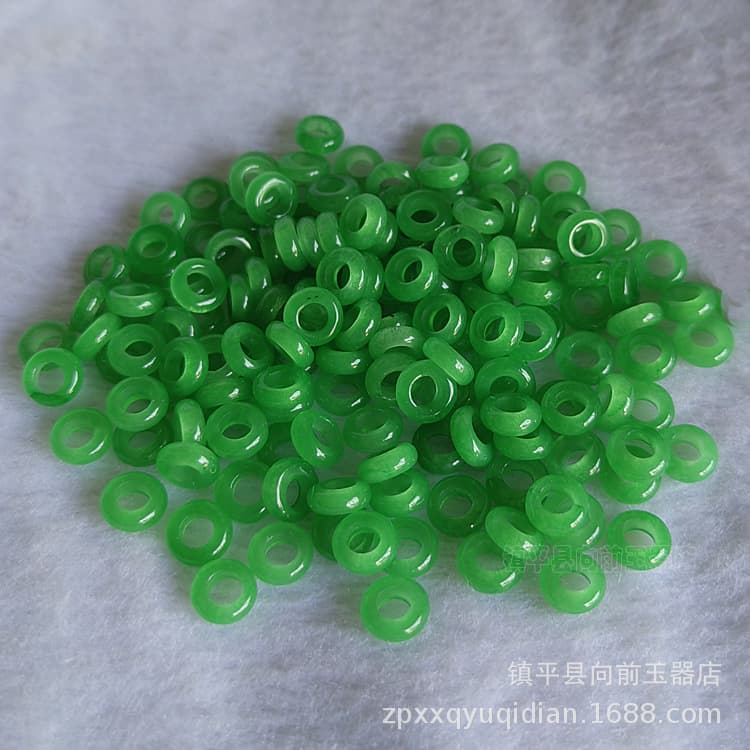 Green Circle Loose Beads Wholesale, DIY Jade Jewelry Accessories 8mm Ring Quartzite Jade Green Circle Manufacturer Wholesale