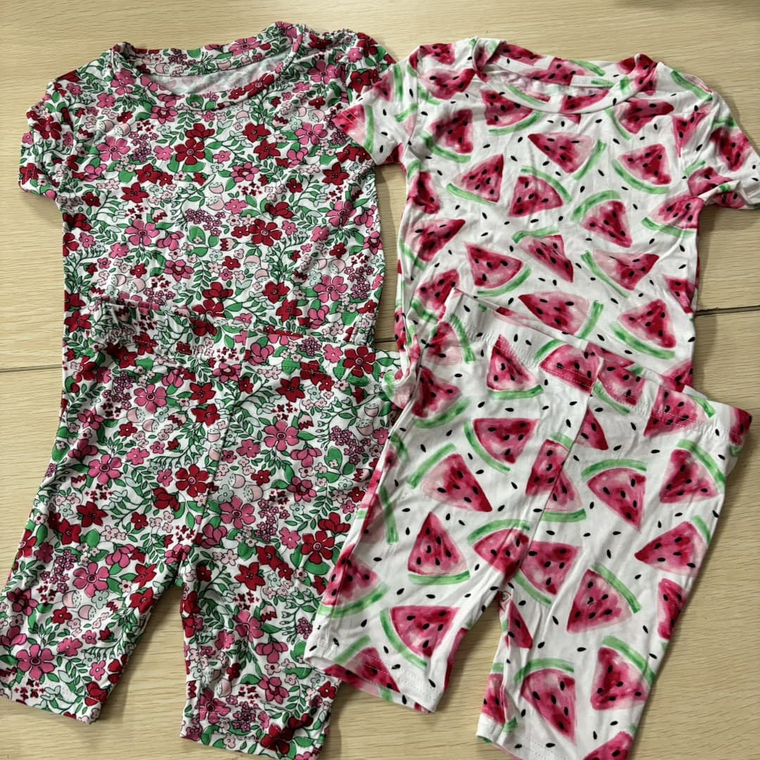 Bamboo fiber ~ boys and girls short-sleeved suit foreign trade children's clothing bamboo cotton toddler play set
