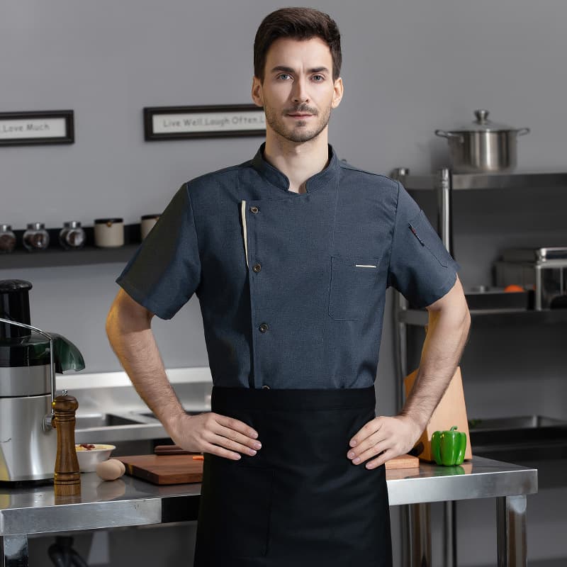 Premium Dining Chef Work Shirt Short Sleeve Kitchen Restaurant Dining Professional Chef Uniform Unisex Chef Coat