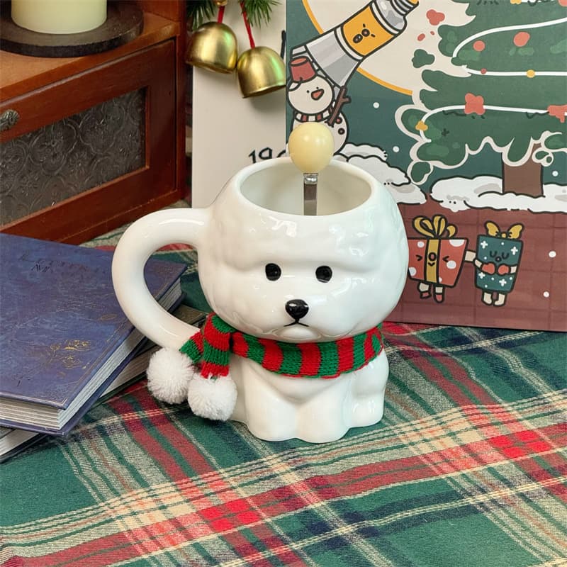 Christmas Gift Water Cup Cute Girly Heart for Friends Couples Coffee Mug Creative Small Bichon Frise Large Capacity Mug