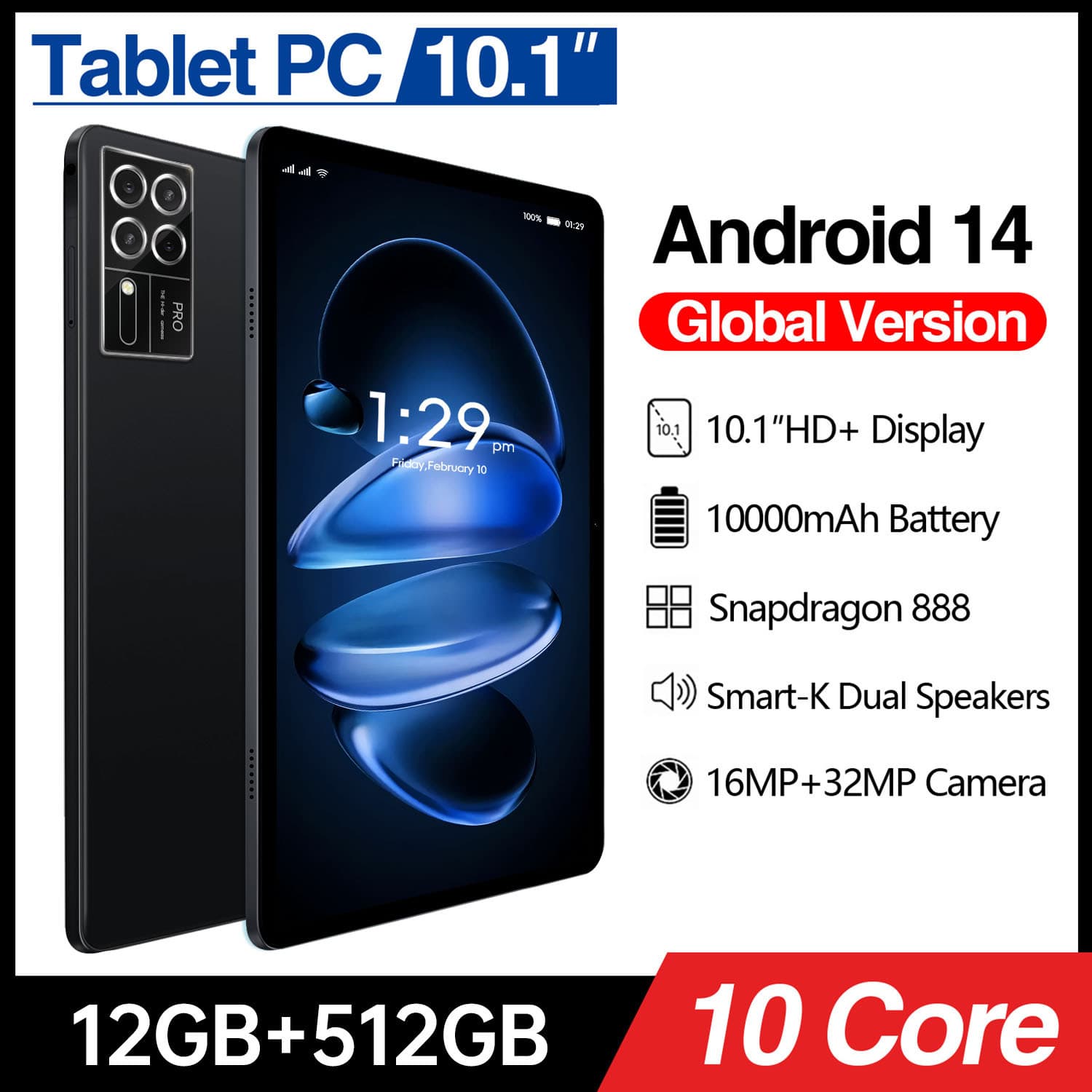 Tablet PC 2026 Soft Light Eye Protection Full Screen 5G Game Office Student Dedicated Online Class Learning Machine Android