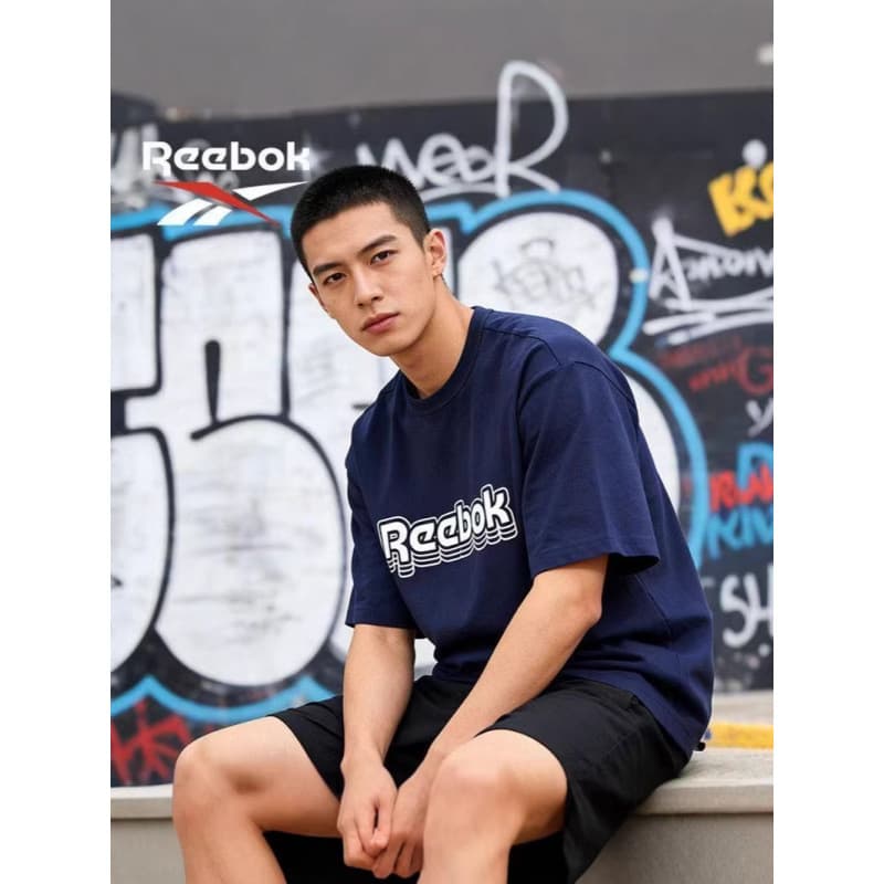 Complete three-label Reebok Reebok embroidered men's and women's spring and summer comfortable cotton trendy letter bottoming tops