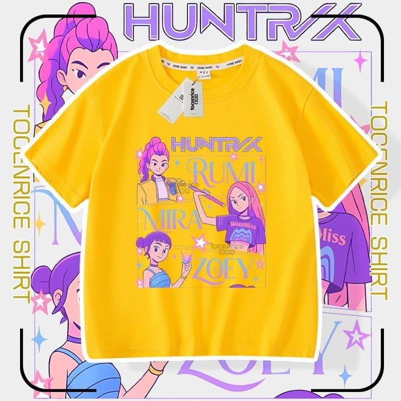 New K-Pop Demon Hunters Witch Group Merchandise Print Short Sleeve Unisex Kids Casual Drop Shoulder T-Shirt