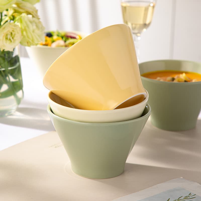 ins style bucket hat bowls and chopsticks ice cream ceramic household rice bowl rice noodle bowl small bowl tall dessert tableware white porcelain