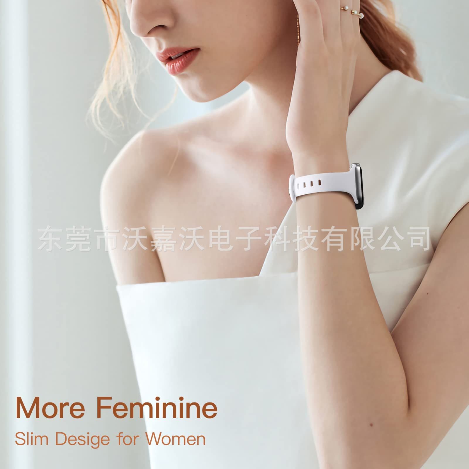 Compatible with Apple Watch Band 8-Figure Buckle Slim Waist Solid Color Silicone Band for iWatch 11/Ultra 3