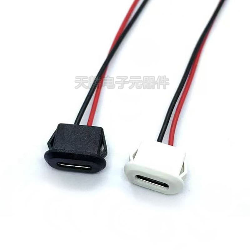 Type-C 2P injection-molded straight-press female socket, transparent with LED, oval charging port for automotive and electric vehicle connectors