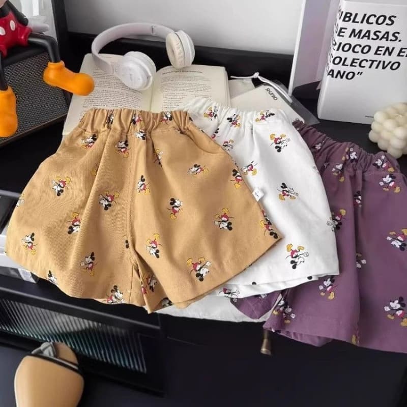 Mickey style children's pants summer 2025 shorts for boys and girls Korean style casual baby loose pants