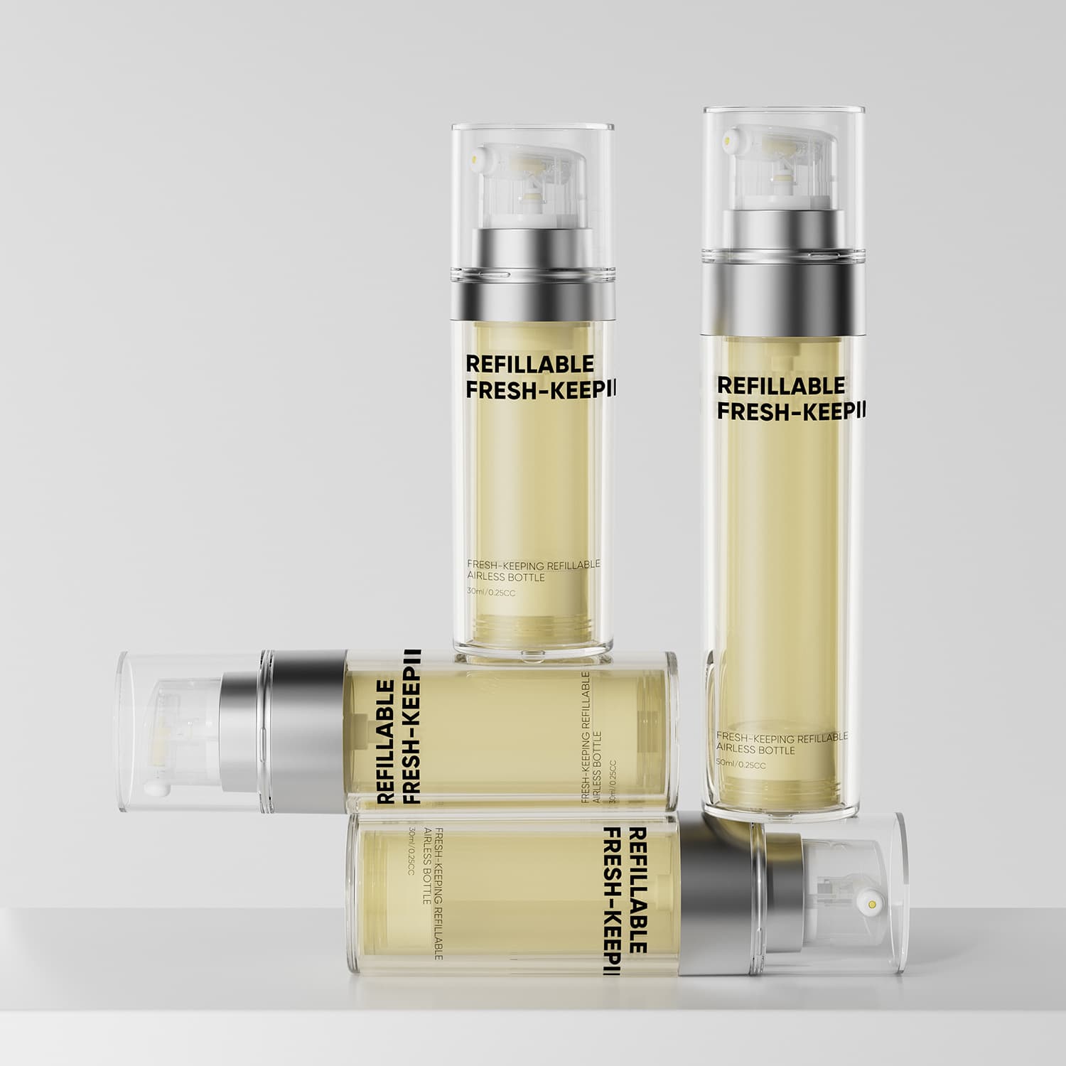 Vacuum Fresh-Keeping Bottle, Rotating Press-Type Lotion Bottle, 30/50ml Transparent Refillable Skincare Packaging Material, Anti-Oxidation
