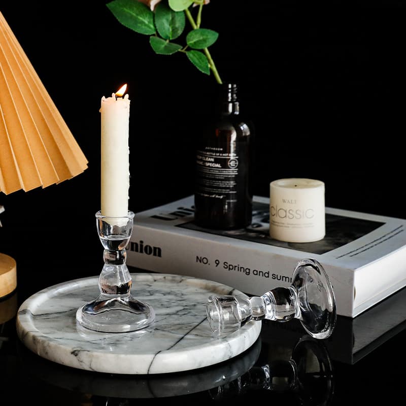 French Glass Candlestick Small Gourd Rod Wax Glass Candlestick Romantic Candlelight Dinner Smokeless Tasteless Candle Holder