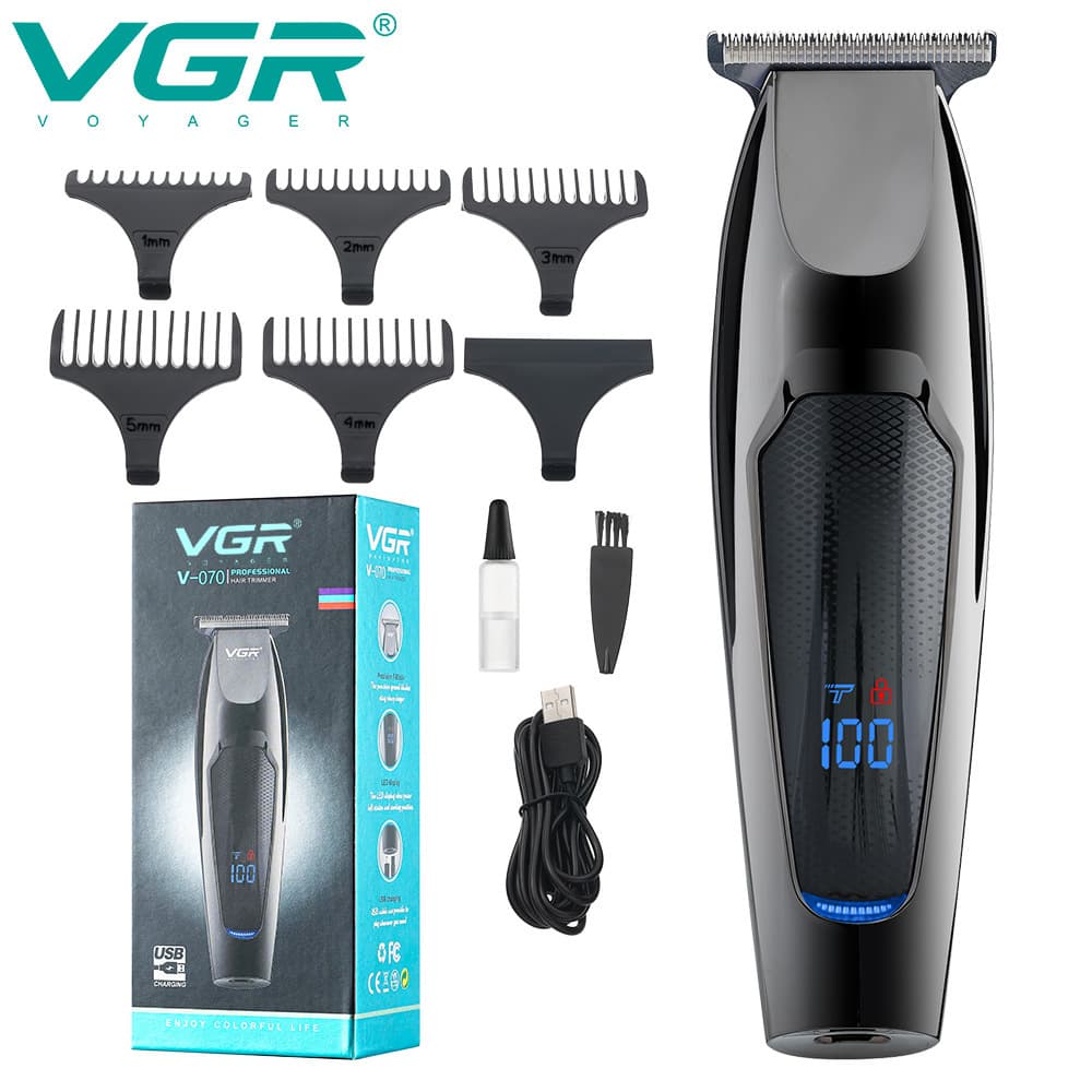 VGR070 shaving hair clipper cross-border oil head electric hair clipper 0 blade engraving bald head LCD digital display hair clipper