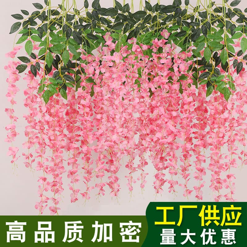 Simulated wisteria flower long encrypted bean flower string violet wedding decoration rattan indoor ceiling simulated vine