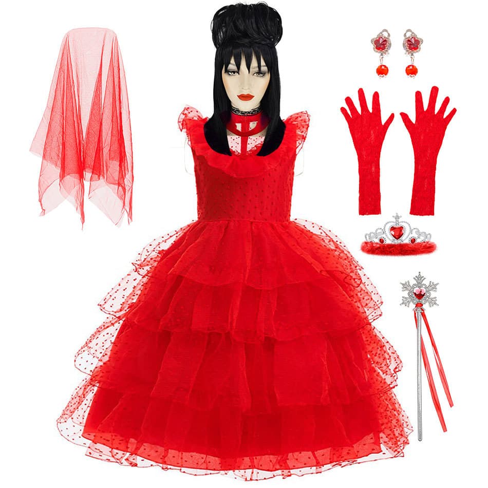 New Children's Halloween Girl Performance Costume Cosplay Beetlejuice Dress, Halloween Performance Outfit