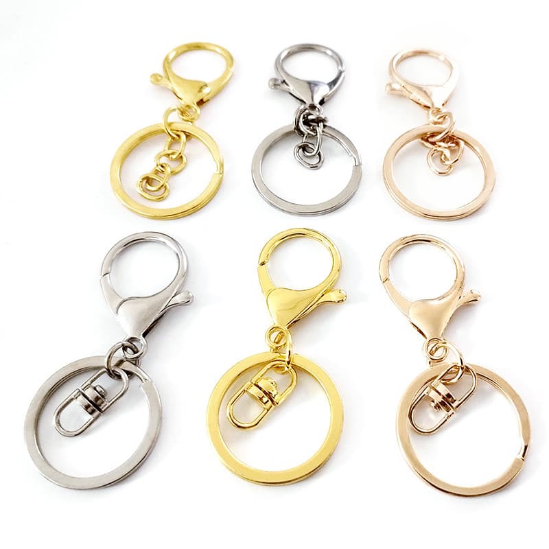 Lobster Clasp Keychain 3-Piece Set Zinc Alloy Accessories Spring Hook Buckle Dog Clip Flat Ring Loop Southeast Asian Style Bag Charm