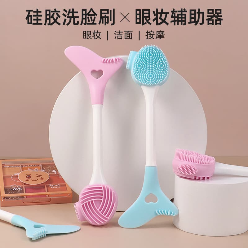 New Face Wash Brush Beauty Mud Mask Brush DIY Beauty Tool Mask Stick Makeup Remover Dual-Purpose Silicone Facial Cleanser Brush