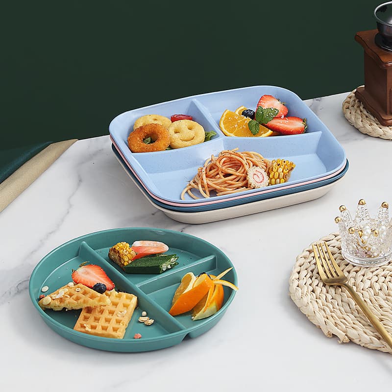 Ins-style Plastic Breakfast Plate, 211 Weight-Loss Plate, Korean-Style Divided Plate, Home-Use Portion Control Plate, Round Fruit Plate