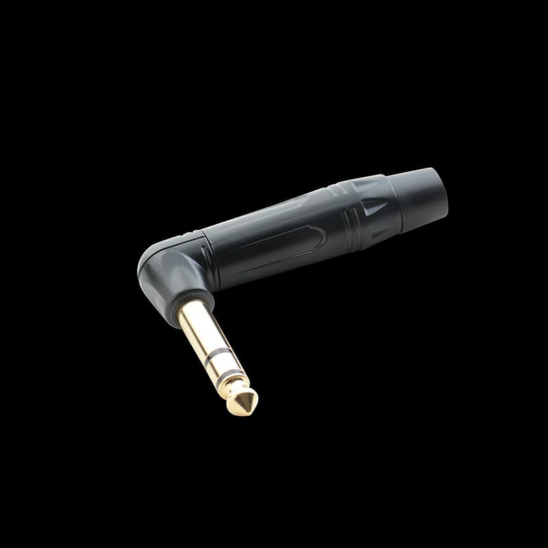 6.35mm dual-channel right-angle solder type black tail gold-plated right-angle microphone mixer microphone cable guitar audio