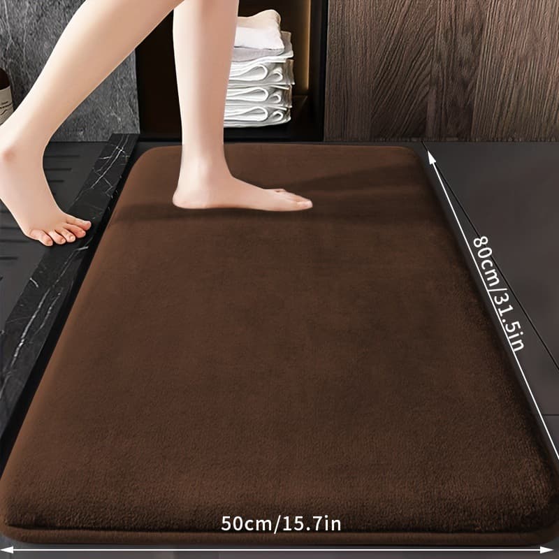 Cross-border Coral Fleece Solid Bath Mat, Non-slip, Easy-to-Clean Entryway Mat for Bathroom, Home Use, Wholesale Available