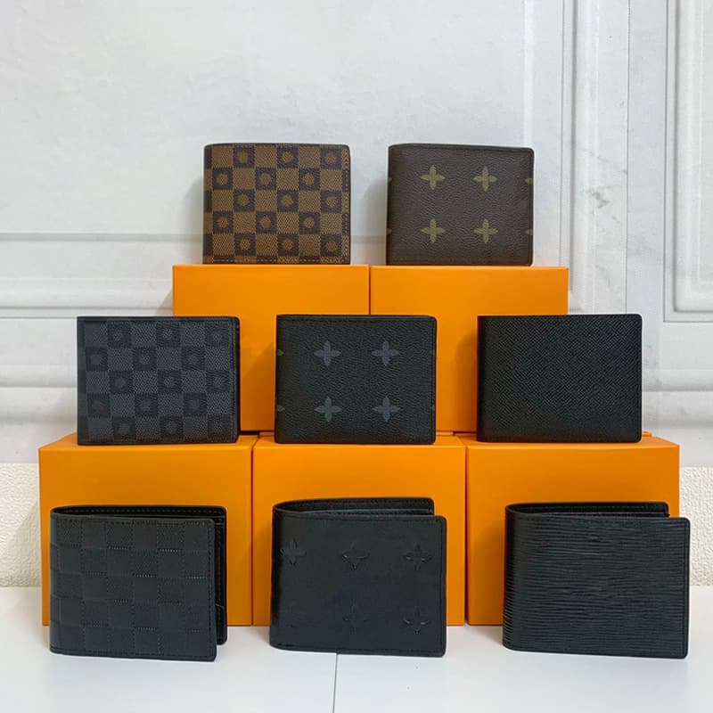 Cross-Border European and American Fashion Men's Wallet Short Bi-Fold Genuine Leather Wallet with Packaging Foreign Trade Source Wallet 60895