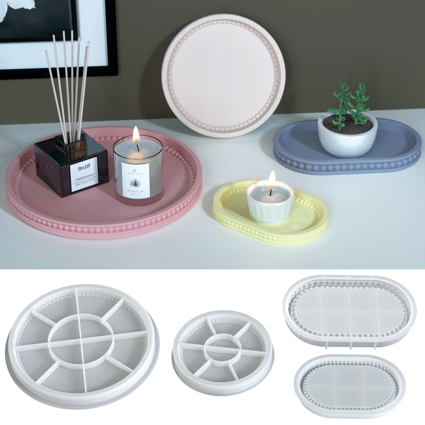 Zongbo Silicone Round Oval Bubble Bead Tray Resin Mold DIY Aromatherapy Plaster Dish Silicone Mold