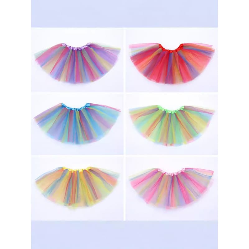 New Children's Skirt Wholesale Rainbow Print Tutu Skirt Mesh Half Skirt Girl Ballet Performance Mesh Princess Skirt