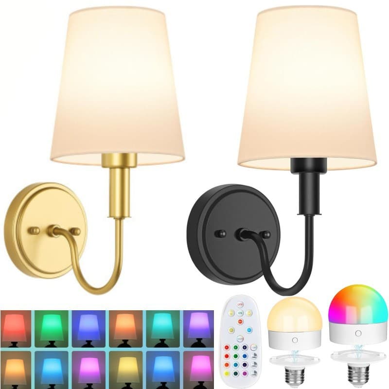 Amazon American-style wireless wall lamp RGB remote control bulb bedroom bedside ambient light living room decorative painting wall lamp