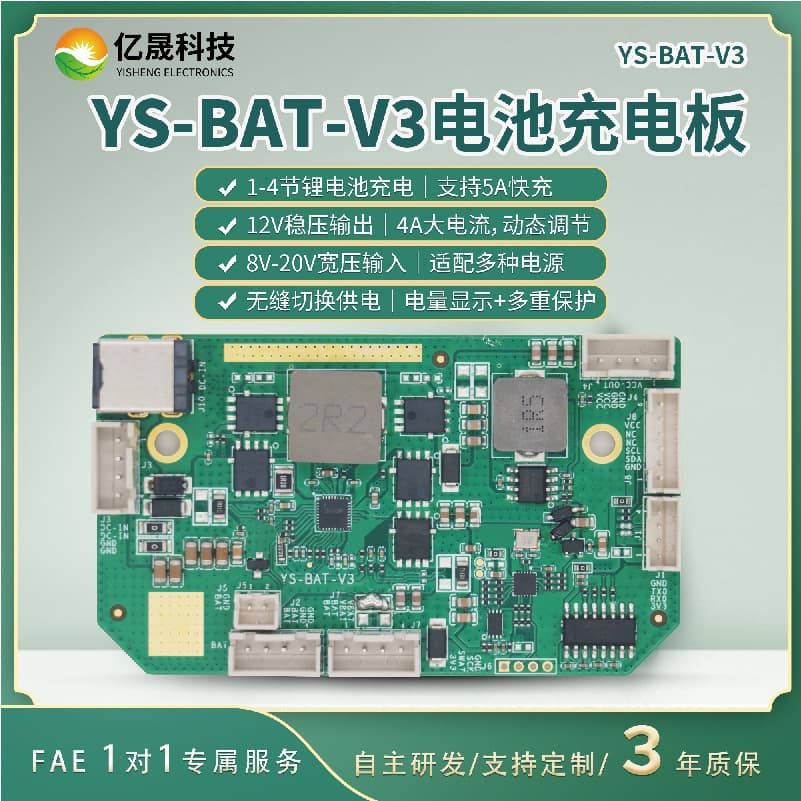 Battery Charging Board Wide Voltage 8-20V Input 5A Fast Charging 12V Regulated Output with Battery Level Display
