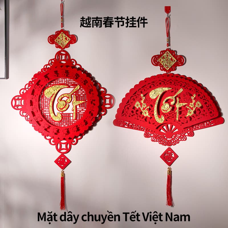 2026 Non-woven Vietnamese Text Spring Festival New Year Hanging Ornament, In-stock Hot Seller Wholesale Foreign Trade