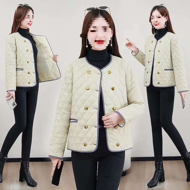 New autumn and winter thin Chanel-style cotton-padded coat for women, stylish middle-aged mothers' cotton-padded jacket, spring and autumn cotton-padded coat