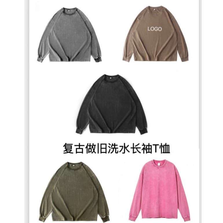 230g Thin Vintage Snowflake Long Sleeve T-Shirt Oversize Loose Fit Fall/Winter Base Layer Top Motorcycle Shirt/T-Shirt