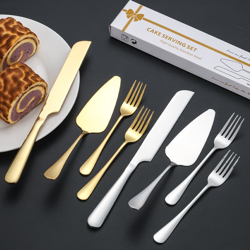 Cross-border Stainless Steel Cake Knife Spatula Set - Home Baking Utensils with Cheese Pizza Cutter Gift Box
