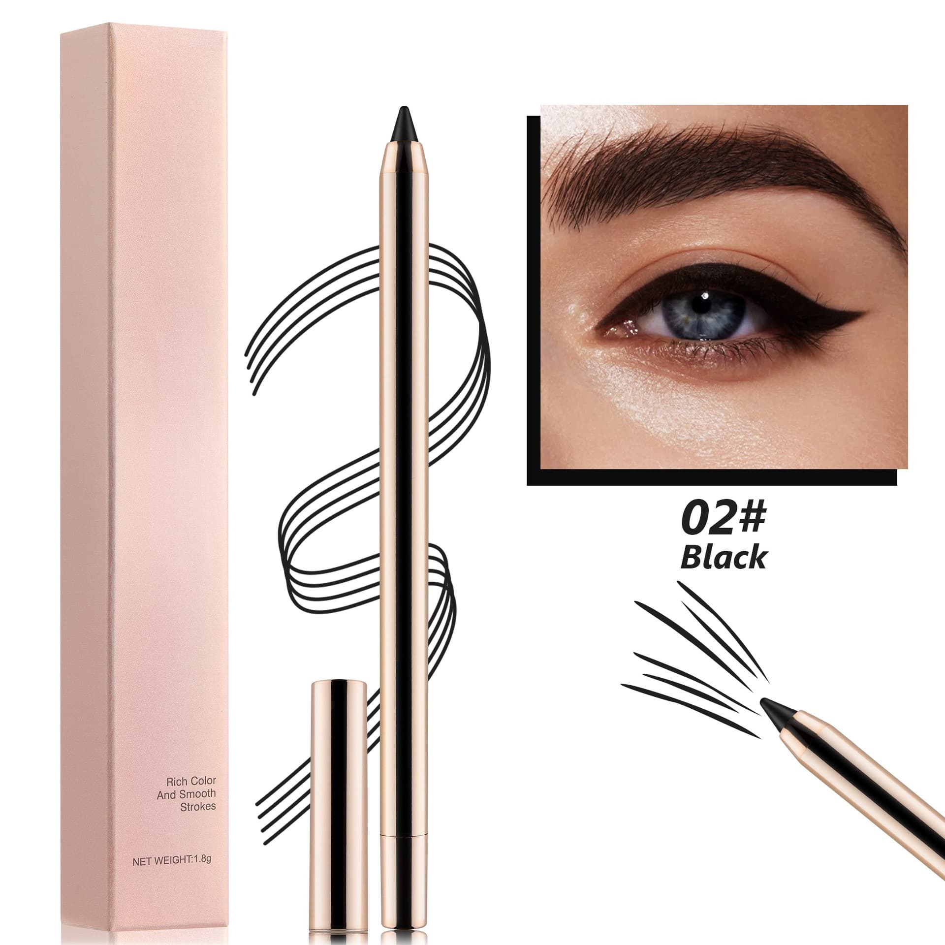 Cross-border LOGO-free waterproof and oil-proof eyeliner gel pen, long-lasting, no smudge, no smudge, no fading, silkworm eyeliner gel pen
