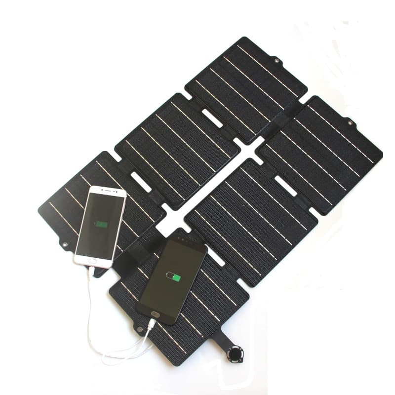 30W 5V/12V ETFE Solar Panel Charger, Foldable Solar Power Bank for Mobile Devices