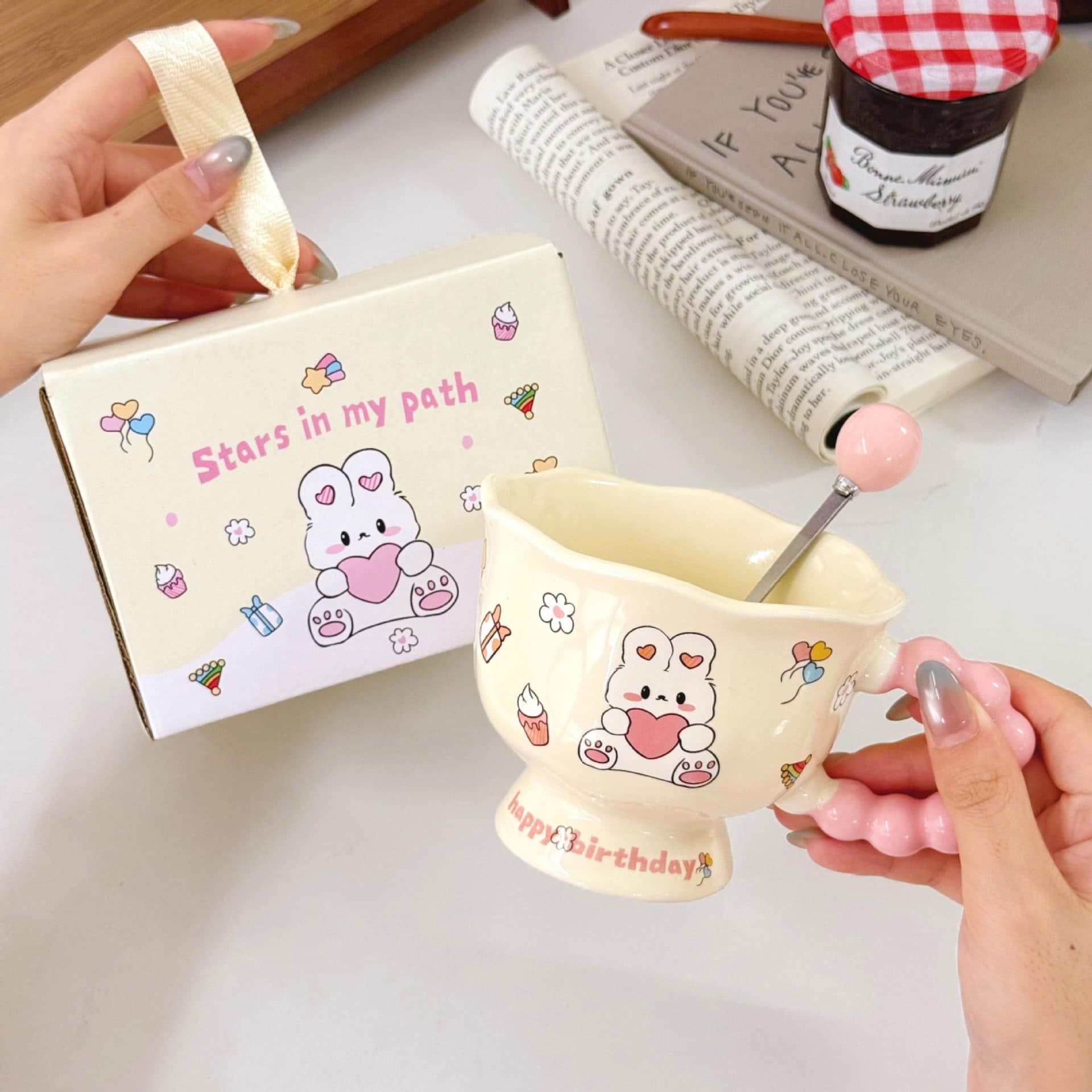Cartoon Kitten Cute Mug Couple Water Cup Home Ceramic Cup Birthday Gift Female Souvenir Business Water Cup