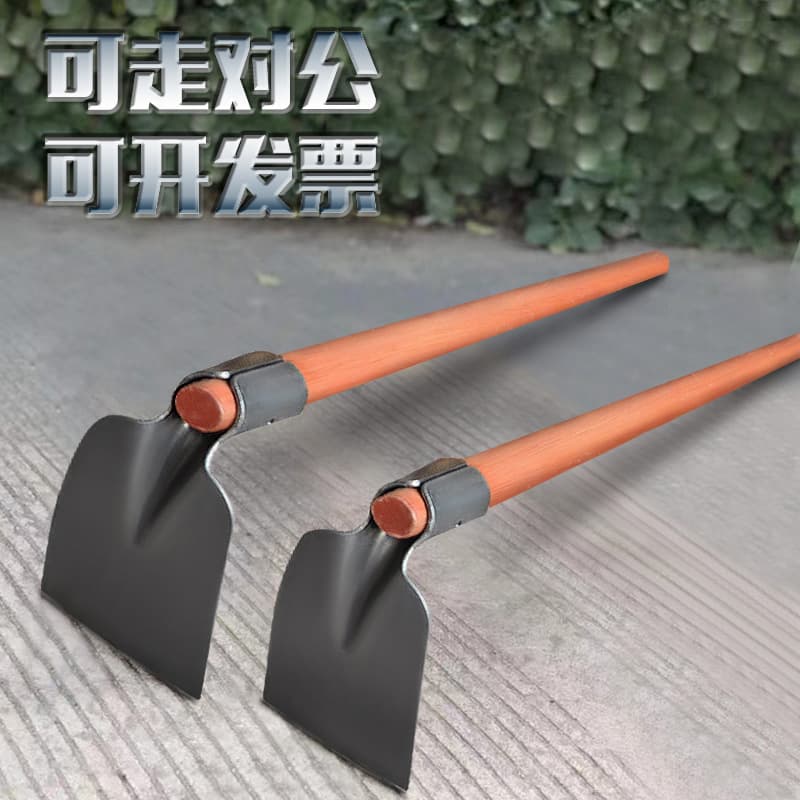 Manganese Steel Forged Hoe Agricultural Wide Head Thickened Long Handle Hoe Outdoor Multi-functional Farming Tool for Land Clearing Weeding Digging