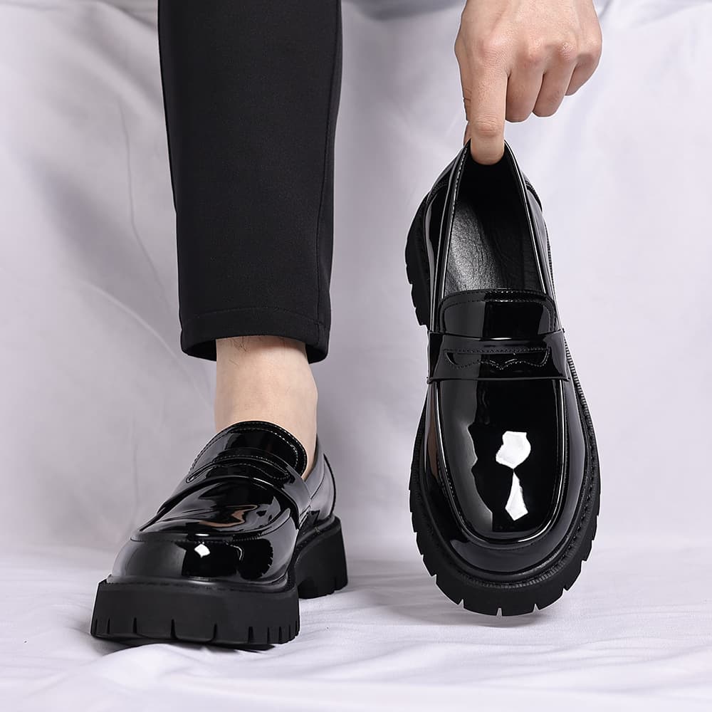 2025 Spring/Autumn Casual Thick-Soled Leather Shoes Large Size Men's Formal Business Bottom Youth Loafers Wholesale Cross-Border Supply