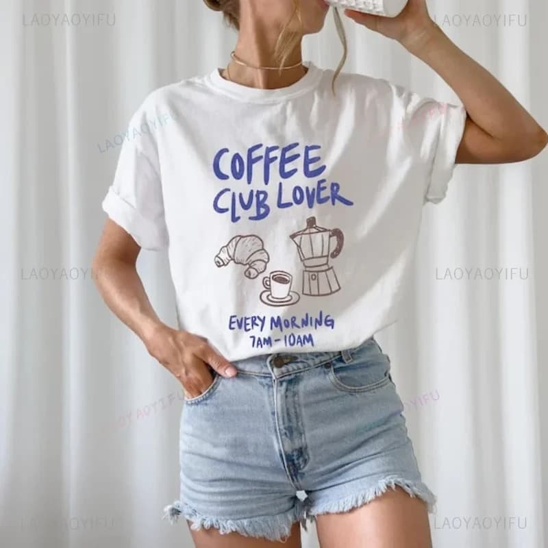 Coffee Club Lover Shirt Coffee Cotton T-Shirt
