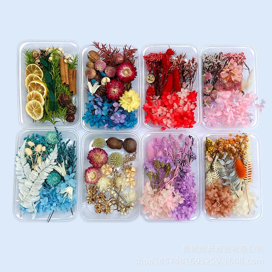 DIY Dried Flower Candle Aromatherapy Box Children's Framed Handheld Fan Material Pack Everlasting Flowers Bouquet Decorations