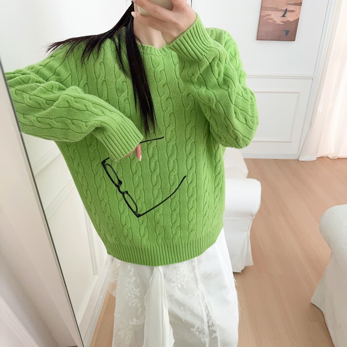 Ralph 25 Early Autumn Slim Fit Cable Knit Round Neck Knitwear Wool Long Sleeve Pullover Warhorse Embroidery Women