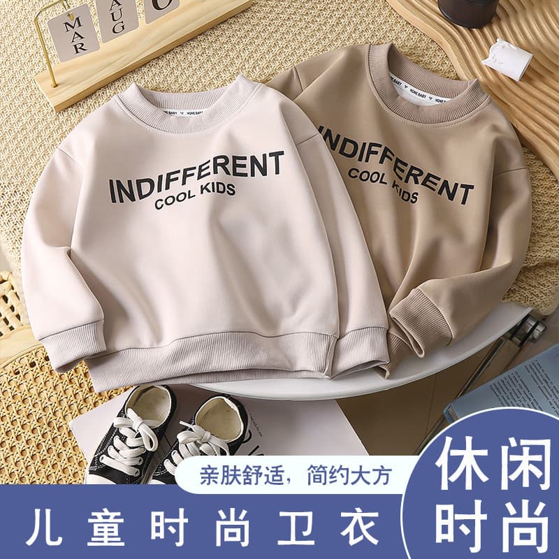 Fashionable Children's Hoodie Spring Autumn Winter Unisex Kids Baby Overhead Sweatshirt Alphabet Print Top Soft Polyester Long Sleeve