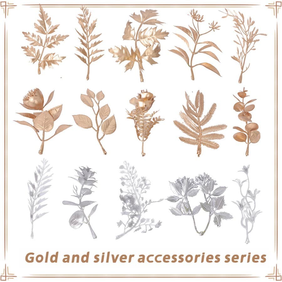 Artificial Plant Accessories Artificial Golden Leaves Artificial Gold Leaves Handmade Floral Arrangement Accessories Holiday Decoration Artificial Flowers