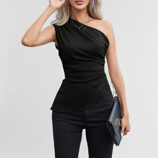 2026 Amazon European and American Cross-border Women's New Style Solid Color Sleeveless Slant Neck Sexy Hot Girl Single Shoulder Top
