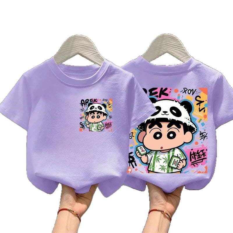 Cotton T-Shirt Short Sleeve for Men, Women, and Older Children, Loose Half-Sleeve Tee, Summer Kids Cartoon Print Undershirt