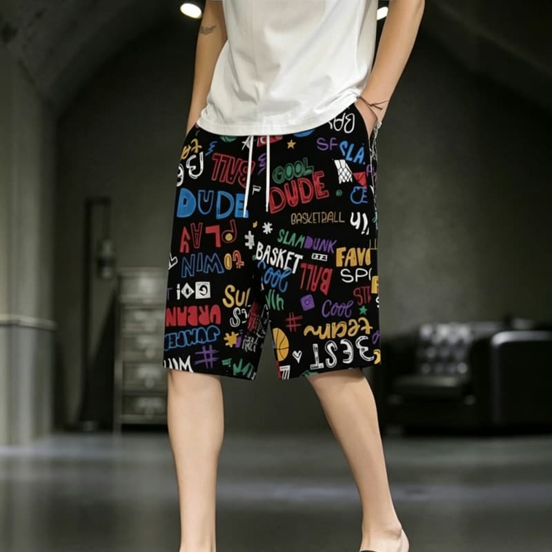Thin Men's Shorts, Plus Size, Printed Quick-Dry Casual Shorts, Men's Beach Shorts, Outer Wear