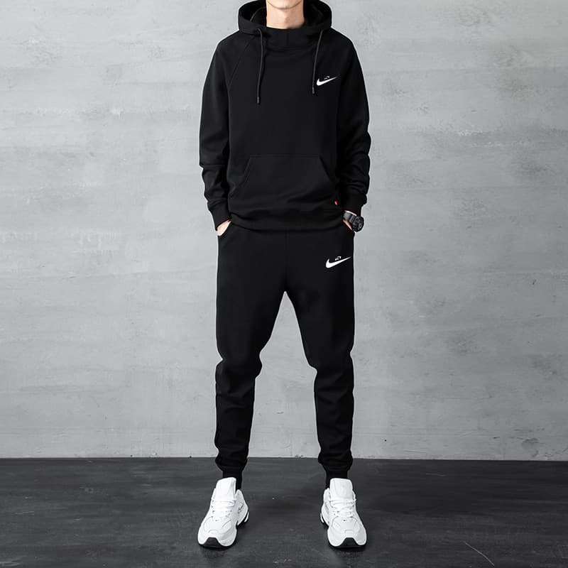 New Spring and Autumn Casual Sports Suit Men's Youth Pullover Hoodie Autumn Round Neck Running Sports Suit Two-Piece Set