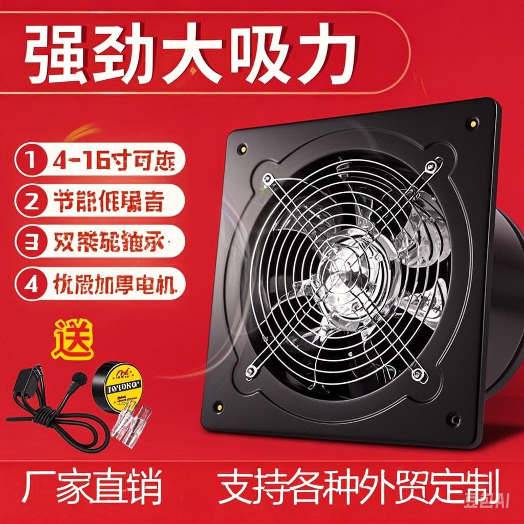 Wired Motor Industrial Exhaust Fan Kitchen Range Hood Ventilation Fan High Airflow Window Exhaust Fan