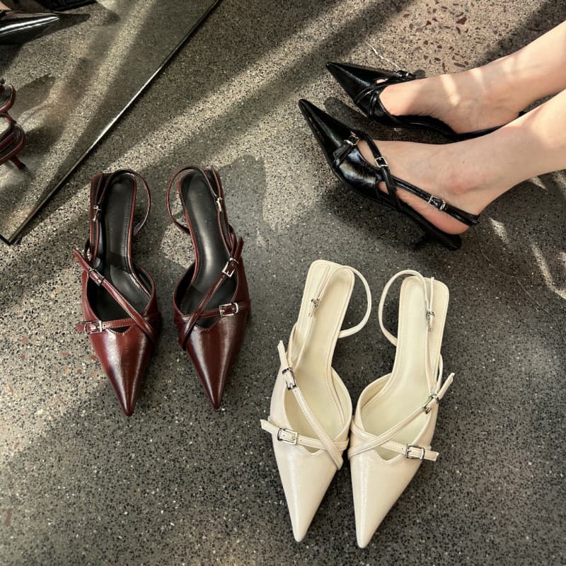2026 Niche French Style Black High Heel Closed-Toe Sandals for Women New Summer Elegant Pointed-Toe Single Shoes