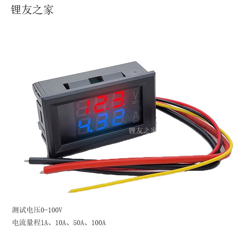 DC 0-100V 1A 10A 50A 100A DC Voltage Current Meter Dual Display Head, Shunt